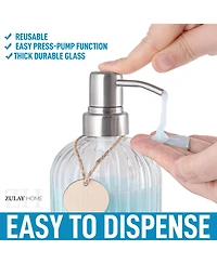 Zulay Kitchen Easy Press Pump Clear Glass Hand Soap Dispenser for Bathroom