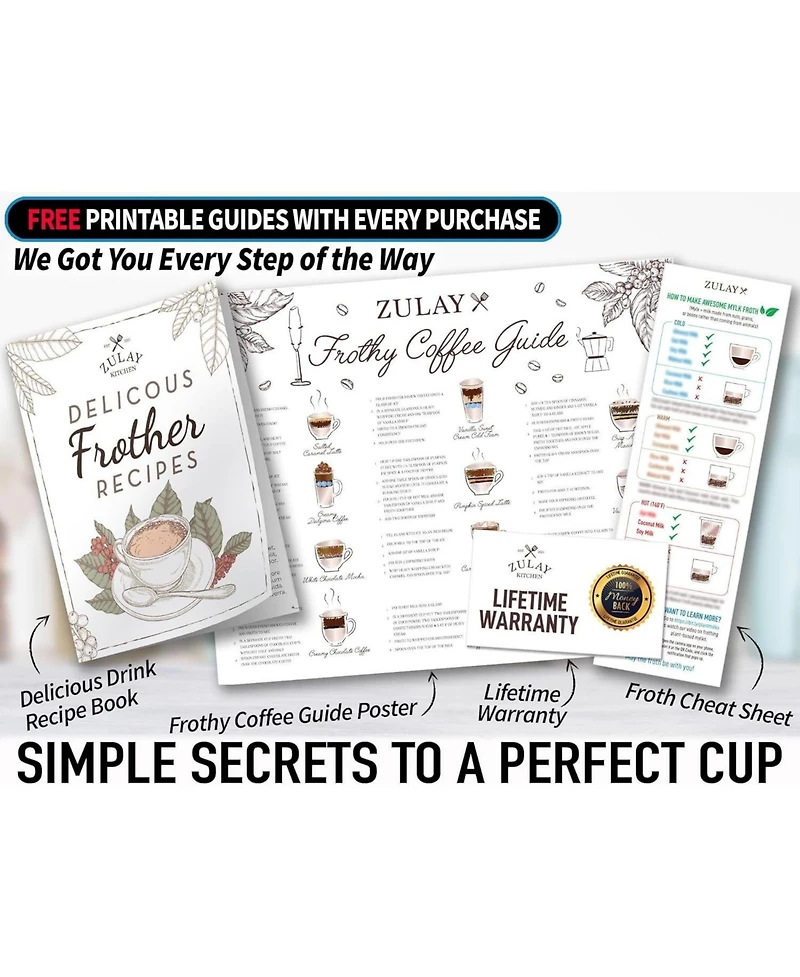 Zulay Kitchen Duracell Powered Milk Frother Og with Stand