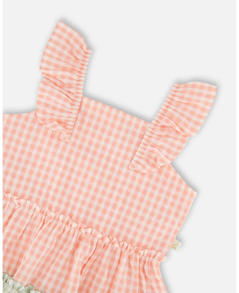Deux par Deux Big Girls Tunic and Capri Set Coral Gingham