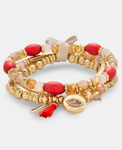 lonna & lilly 3-Pc. Set Evil Eye Charm Beaded Stretch Bracelets