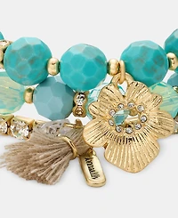 lonna & lilly 3-Pc. Set Flower Charm Beaded Stretch Bracelets