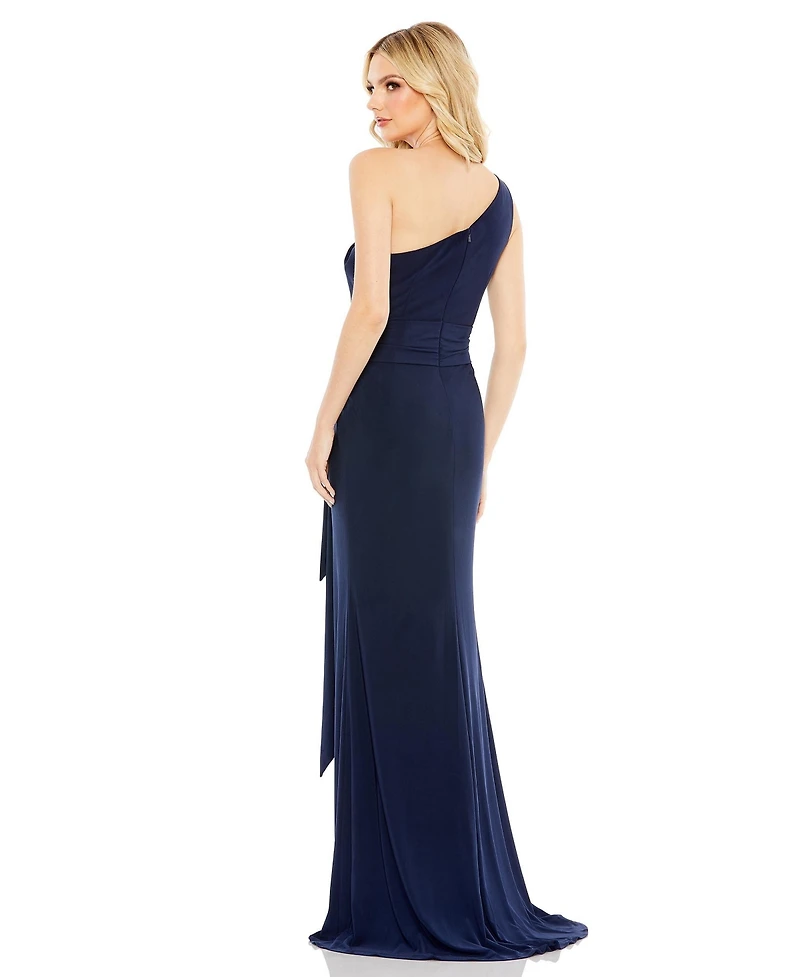 Women's Ieena Jersey One Shoulder Belted Trumpet Gown