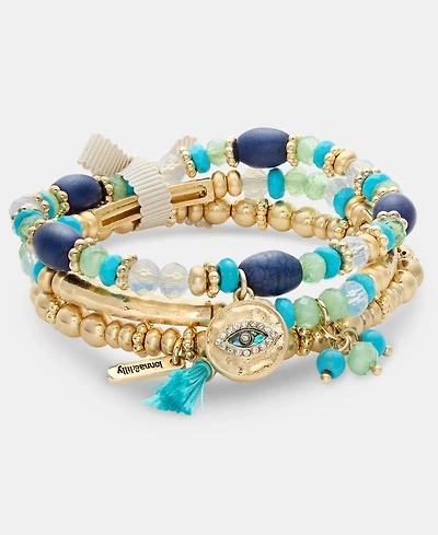 lonna & lilly 3-Pc. Set Evil Eye Charm Beaded Stretch Bracelets