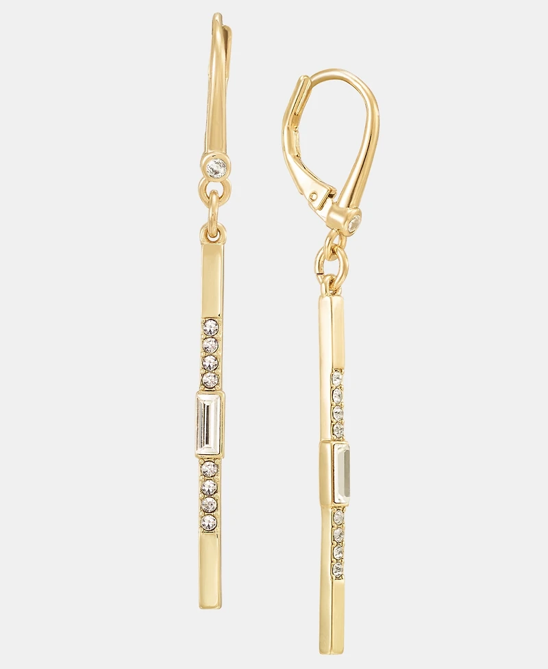 Dkny Gold-Tone Drama Crystal Pave Bar Linear Earrings