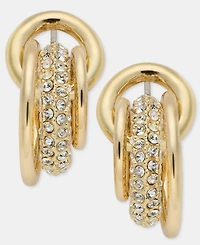 Dkny Gold-Tone Crystal Pave Shaky Ring Doorknocker Earrings
