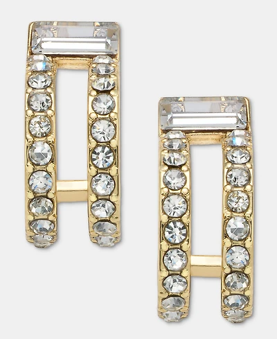 Dkny Gold-Tone Crystal Stone Pave C Hoop Earrings