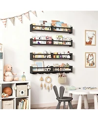 Yigii Floating Shelves Set of 4: Multi-functional, Sturdy Pine Wood, Elegant Design