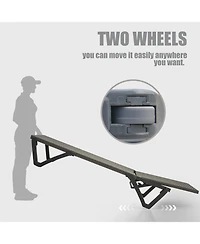 Clihome Pool Lounge Chairs Set of 2, Wicker Adjustable Outdoor Chaise Lounge with Wheels, Poolside Chairs