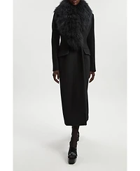 Karen Millen Women's Wool Detachable Collar Midi Coat