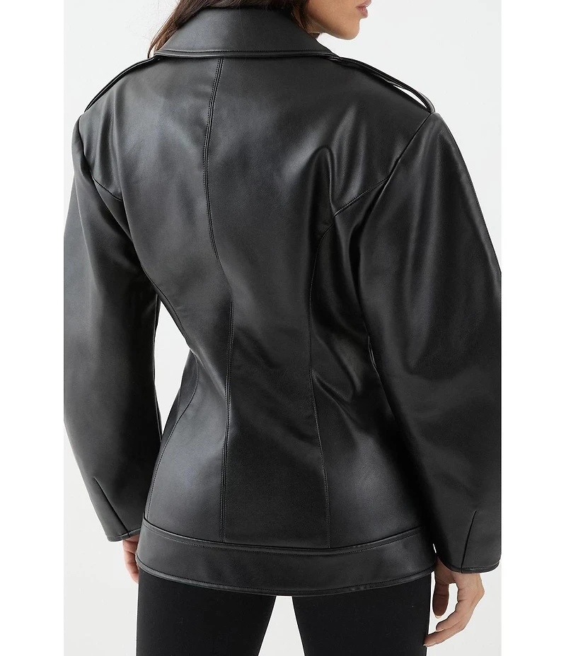MissPap Women's Faux Leather Biker Jacket