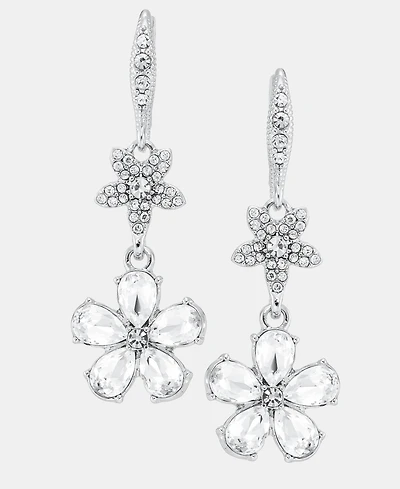 Givenchy Crystal Flower Double Drop Earrings