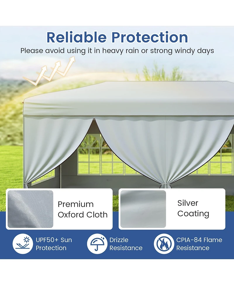 Mecaleft Pop-Up Canopy Tent with 6 Sidewalls, Instant Setup