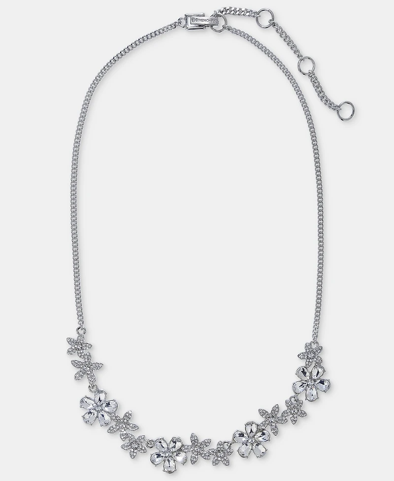 Givenchy Crystal Flower Statement Necklace, 16" + 3" extender