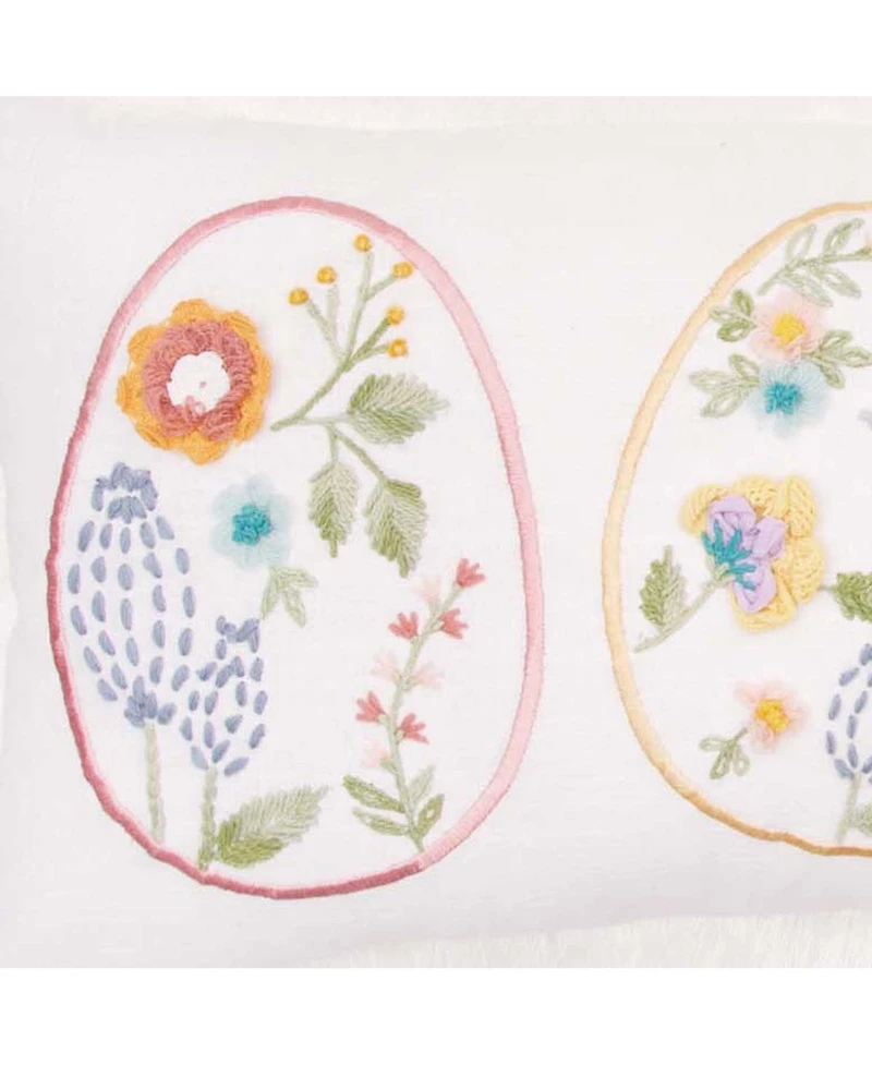 C&F Home Rosebud Floral Easter Eggs Trio Egg Fringed Throw Pillow, 12" x 24