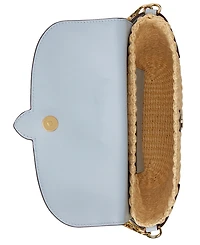 Lauren Ralph Small Lynden Straw-Leather Shoulder Bag