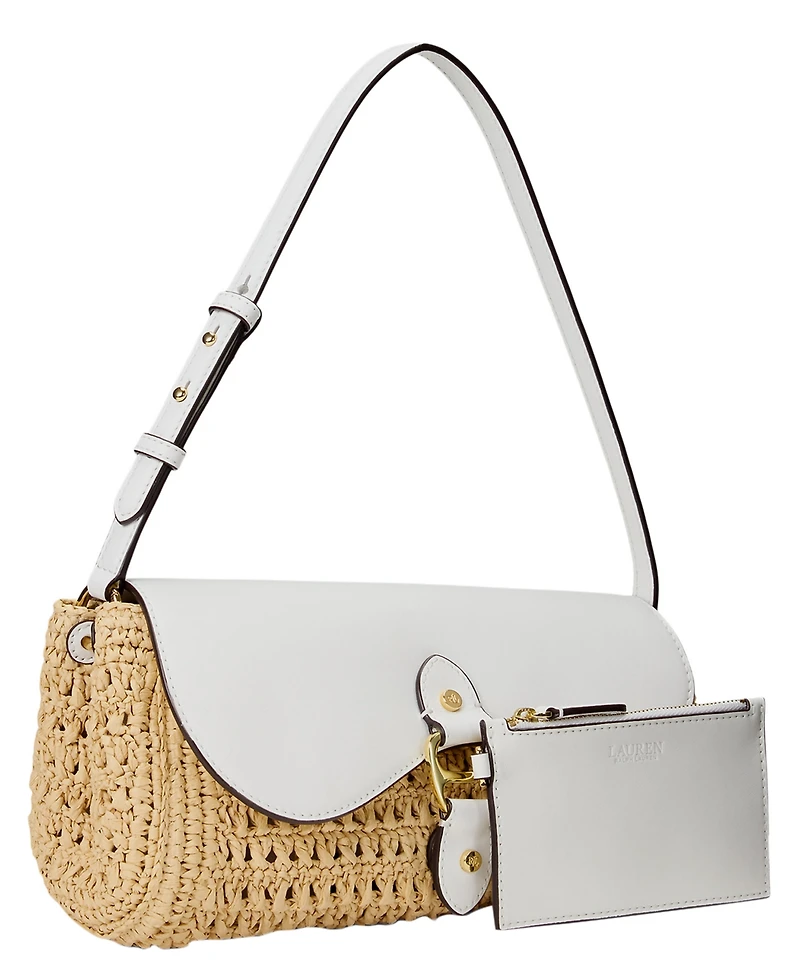 Lauren Ralph Lauren Straw-Leather Small Tasha East-West Shoulder Bag