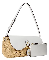 Lauren Ralph Lauren Straw-Leather Small Tasha East-West Shoulder Bag