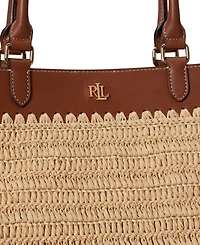 Lauren Ralph Lauren Leather Straw Extra-Large Kyla Tote Bag