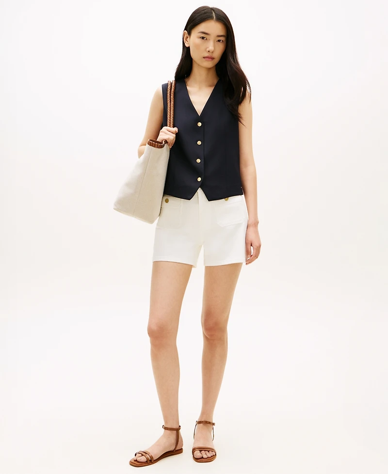 Tommy Hilfiger Women's White Denim Patch Pocket Shorts