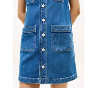 Tommy Hilfiger Women's Crewneck Mid-Blue Denim Mini Dress