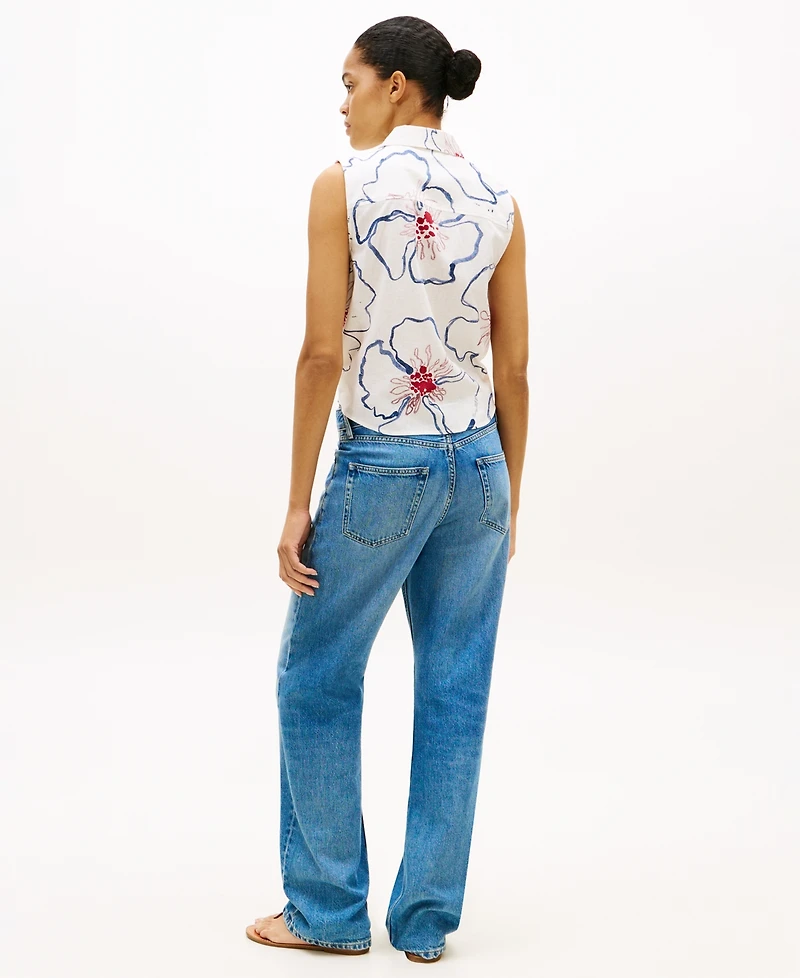 Tommy Hilfiger Women's Printed Knot Detail Sleeveless Shirt