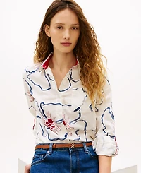 Tommy Hilfiger Women's Long-Sleeve Collared Printed Shirt