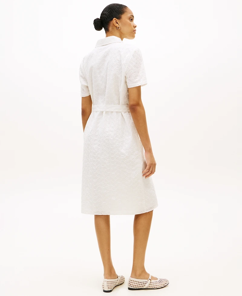Tommy Hilfiger Broderie Knee-Length Short-Sleeve Shirt Dress