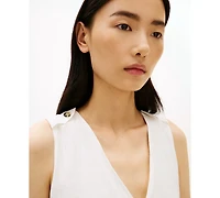 Tommy Hilfiger Women's Linen Belted V-Neck Wrap Dress