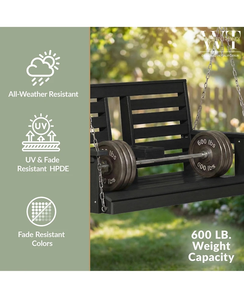 WestinTrends Outdoor 54" Hdpe With Cupholders Porch Swing Bench
