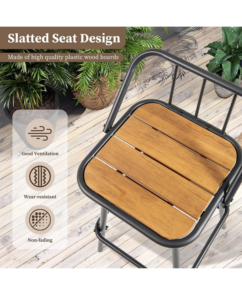 Gymax 27.5'' Heavy-duty Metal Frame Bar Height Chairs w/ Footrest & Backrest for Patio