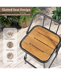 Gymax 27.5'' Heavy-duty Metal Frame Bar Height Chairs w/ Footrest & Backrest for Patio