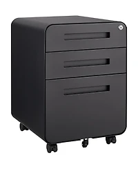 Rainsken 3 Drawer Mobile File Cabinet, Under Office Desk Metal Filing Cabinet with 5 Wheels, Versatile Storage Cabinet for Legal/Letter/A4 Files