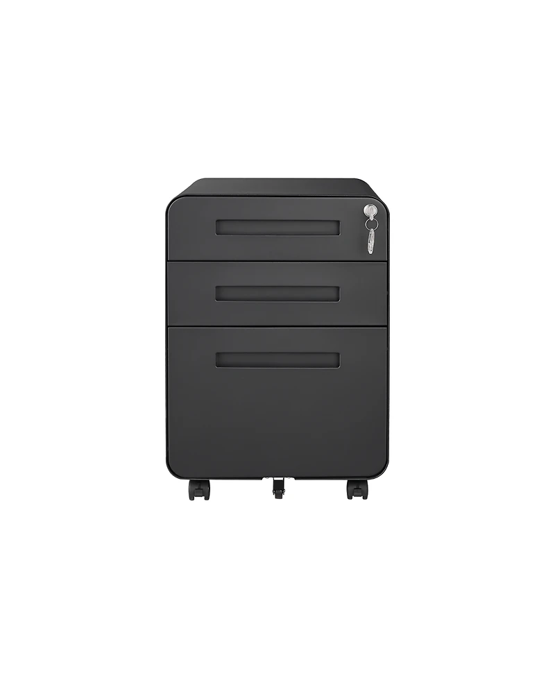 Rainsken 3 Drawer Mobile File Cabinet, Under Office Desk Metal Filing Cabinet with 5 Wheels, Versatile Storage Cabinet for Legal/Letter/A4 Files