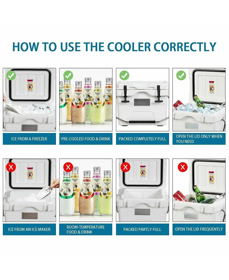 Sugift 16 Quart 24-Can Capacity Portable Insulated Ice Cooler with 2 Cup Holders
