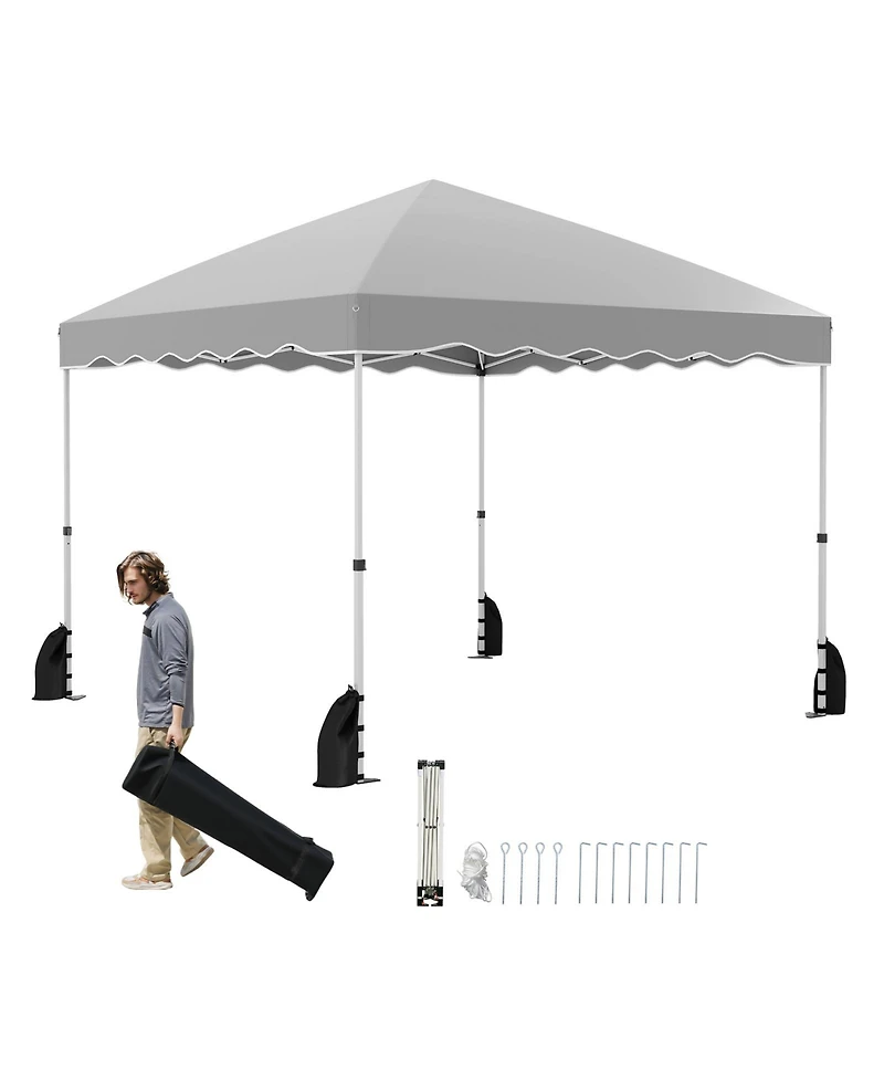 Mecale Foldable 10x10 ft Pop-Up Canopy Tent with Wheeled Carry Bag