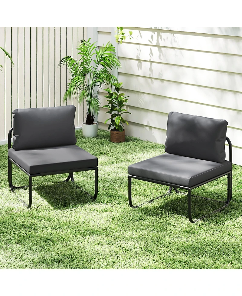 Gymax Patio Chairs Set of 2 w/ Removable Cushions Heavy Duty Metal Frame Poolside