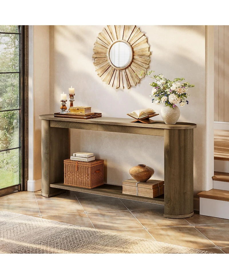 Tribesigns 63" Console Table with Shelf, Slim Entryway Sofa Table for Living Room