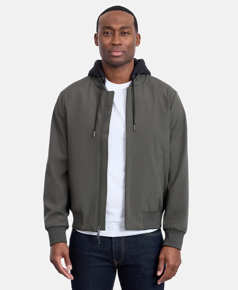 Calvin Klein Men's Bomber Knit Hood Jacket