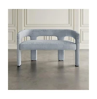 Jofran Gwen Modern Luxury Jacquard Fabric Upholstered Sculpture Bench