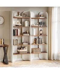 Tribesigns 5-Tier Farmhouse Bookshelf, 70.87-Inch Tall Double Wide Bookcase
