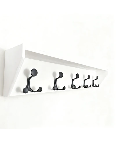 Yigii Lightweight Hardwood Coat Rack with 5 Hooks for Entryways