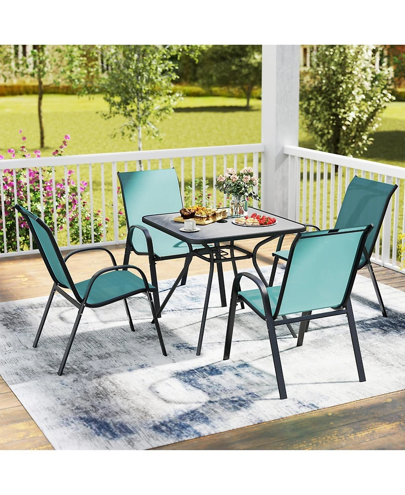 Gymax Set of 4 Patio Dining Chairs Stackable Armrest Space Saving Garden