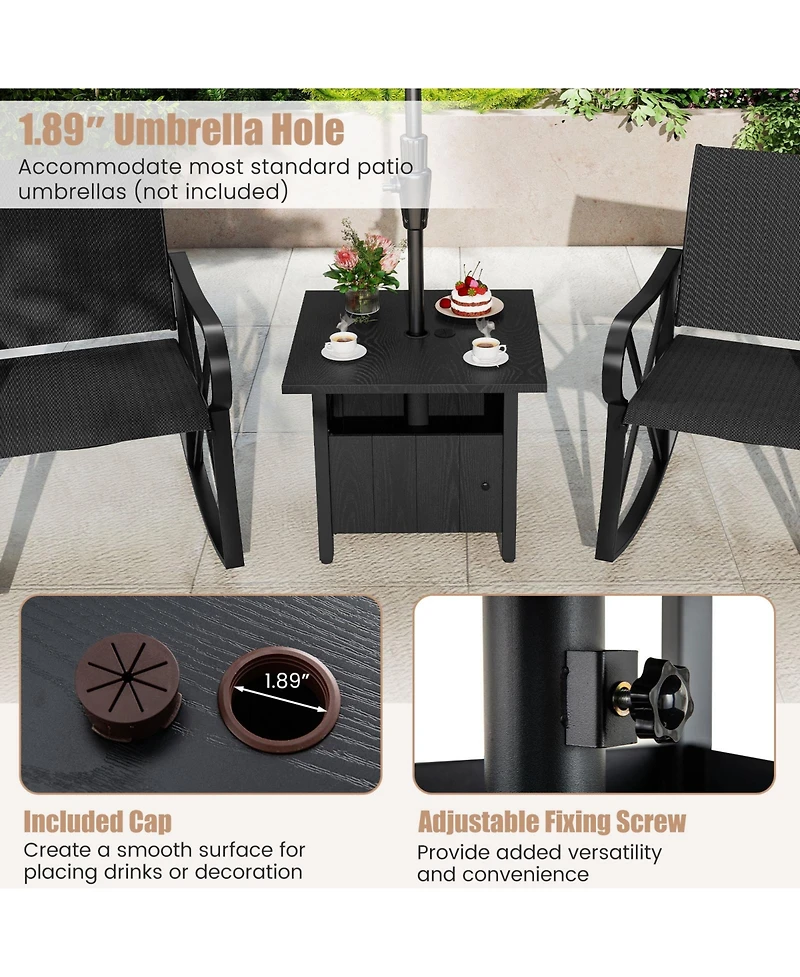 Gymax 2PCS Outdoor Side Table w/ 1.89'' Umbrella Hole Patio Umbrella Table Base Stand
