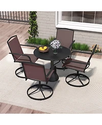 Gymax Patio Swivel Chairs Set of 4 w/ High Back & Round Metal Base for Backyard