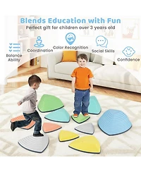 Mecale 6-Piece Steppingstones for Kids, Non-Slip Balance Stones with Storage Bag
