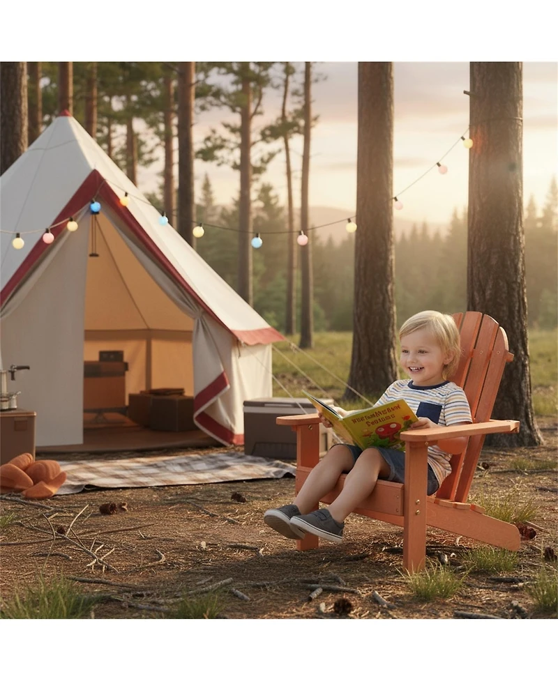 Clihome Kid's Wooden Adirondack Chair for Indoor and Outdoor, Cedar Patio Lounge Chiar