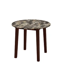 Sugift 35 Inch Round Dining Table with Rubber Wood Legs and Marble-textured Veneer Tabletop