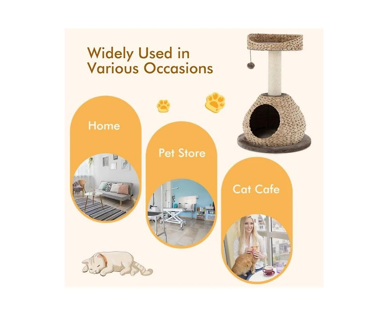 Aostirmotor 28" Handmade Cat Tree Tower with Jump Platform
