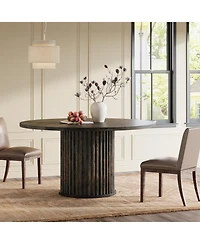 Tribesigns 47.24-Inch Round Dining Table for 4-6 People, Modern Fluted Mdf + Metal Base Kitchen Table