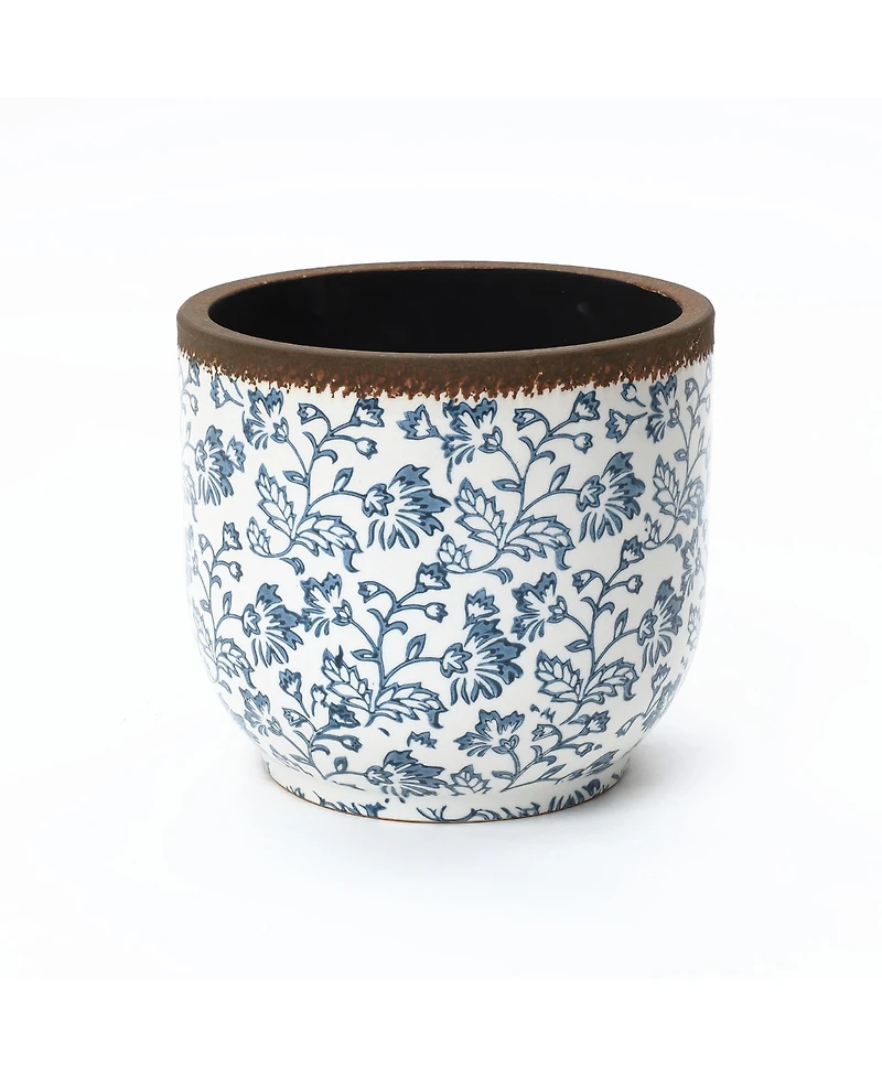 LuxenHome Planter, 12.2" Round, Indoor & Outdoor Garden Pot